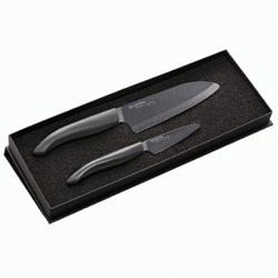 Kyocera - zestaw ceramicznych noży obierak + Santoku Black Series