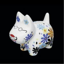 Cilio - porcelanowa skarbonka piesek w kwiatki
