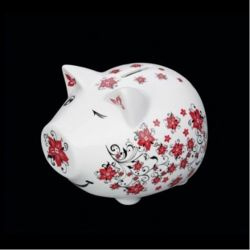 Cilio - porcelanowa skarbonka świnka w kwiatki