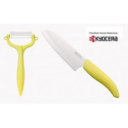 Kyocera - zestaw ceramiczny nóż Santoku + obierak  Color Series