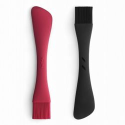 Lekue - szpatułka z pędzlem  silikonowym DuoTools różowa