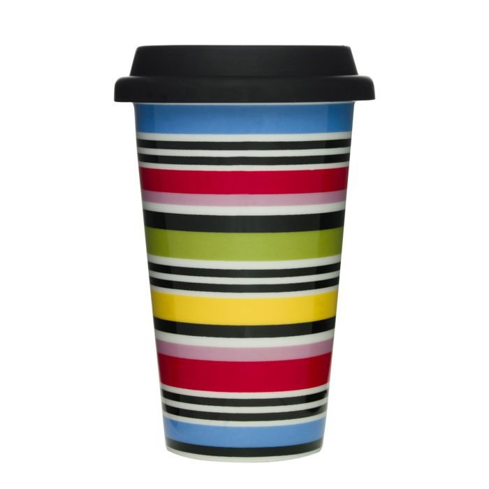 Sagaform - porcelanowy kubek termiczny Cafe -  paski