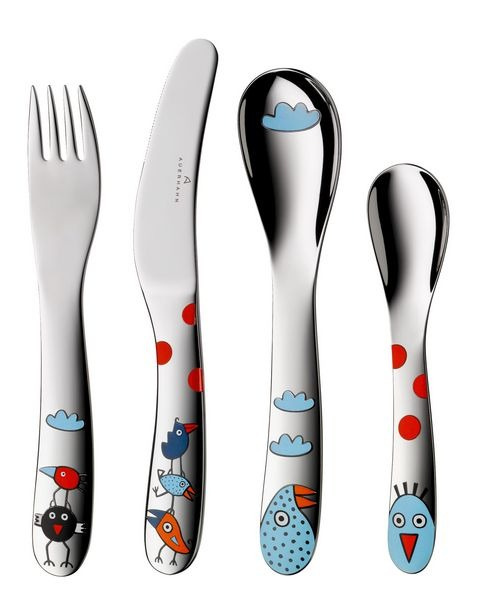 Auerhahn - 4 częściowy komplet sztućców dla dzieci Birds