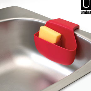 Umbra - pojemnik do zlewozmywaka na gąbkę Sink Caddy czerwony