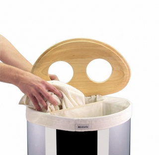 Brabantia - kosz na pranie 40 L Selector - stal matowa FPP + drewniana pokrywa