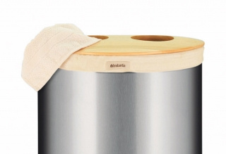 Brabantia - kosz na pranie 40 L Selector - stal matowa FPP + drewniana pokrywa