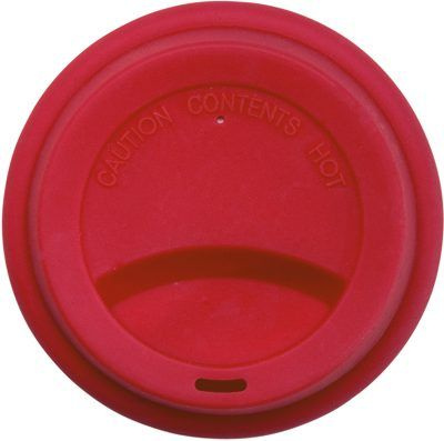Sagaform - porcelanowy kubek termiczny Cafe - czerwona pokrywka