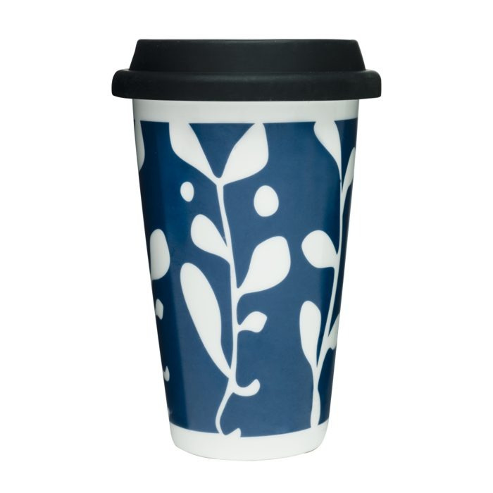 Sagaform - porcelanowy kubek termiczny Cafe -  liście