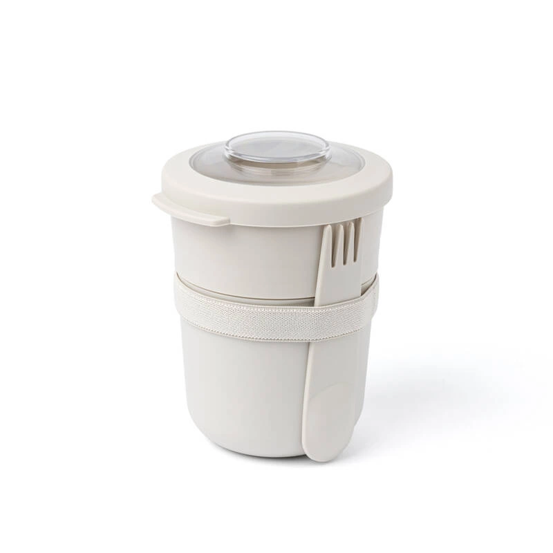 Amuse - Pojemnik na jogurt 2 w 1 ze sztućcem - beżowy