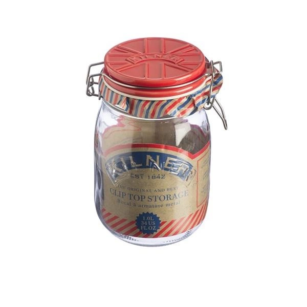 KILNER - Słoik 1l z ceramiczną pokrywą czerwony