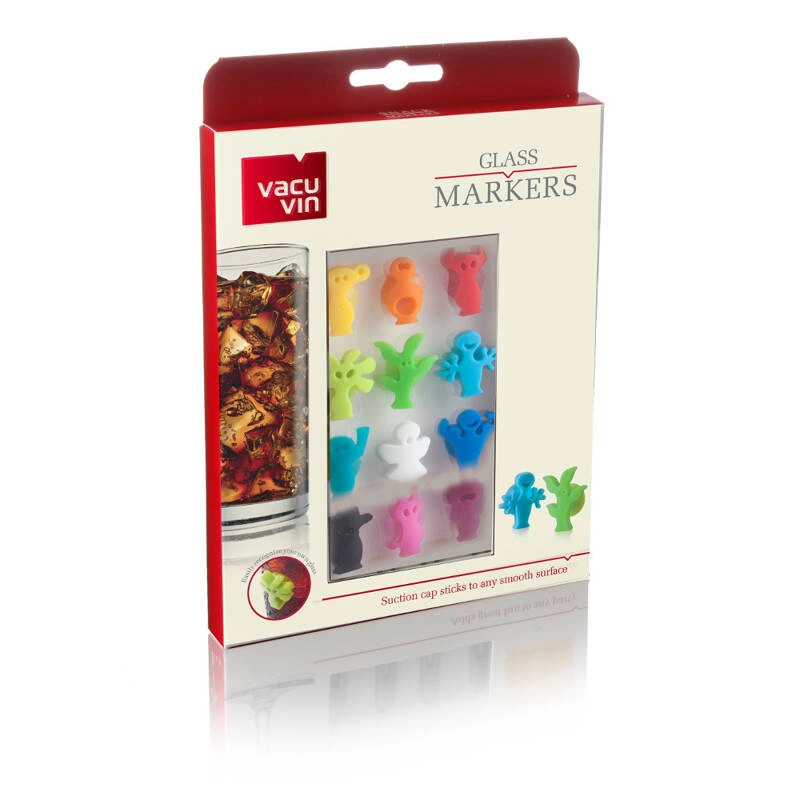 VACU VIN - Znaczki na Szklanki i Kieliszki Imprezowe Ludki Wyst.multikolor