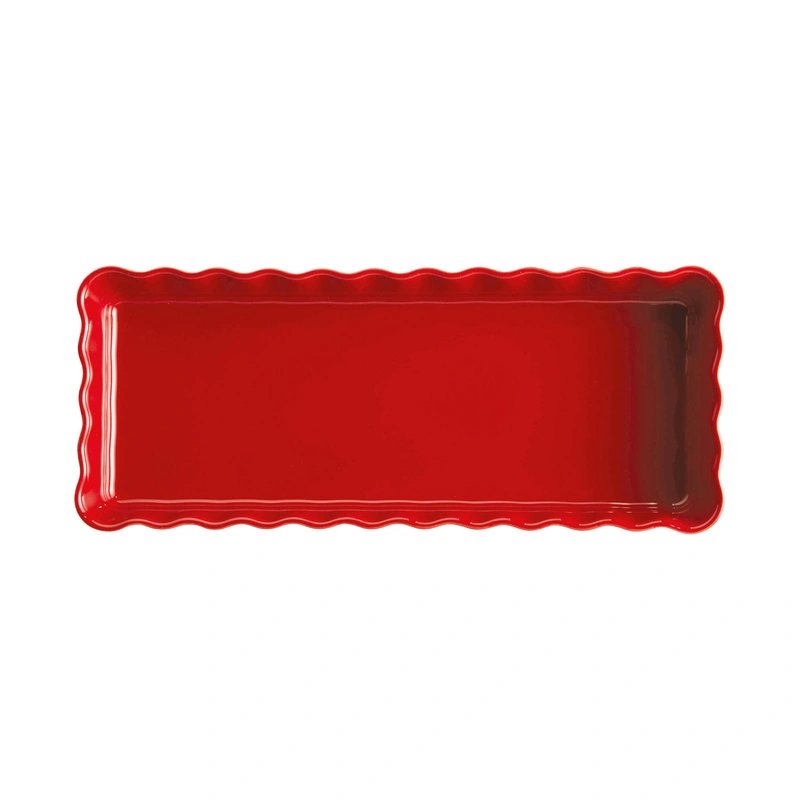 Emile Henry - Prostokątne naczynie do tarty- 36x15x5cm - czerwony