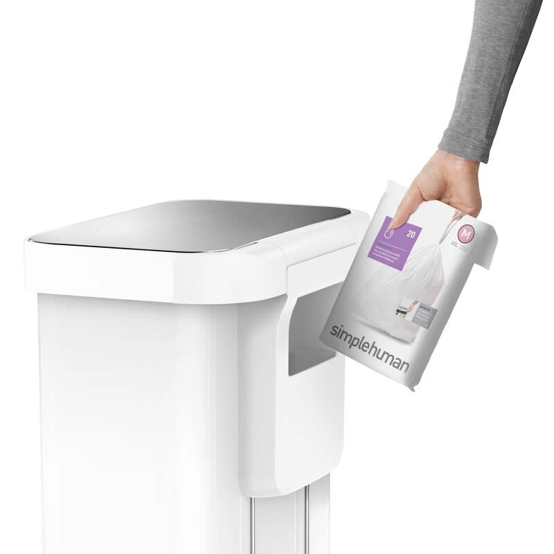 Simple Human - kosz na śmieci 45 l pedałowy Liner Pocket biała stal