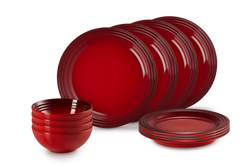 Le Creuset - 12 częściowy zestaw zastawy stołowej Wiśniowy
