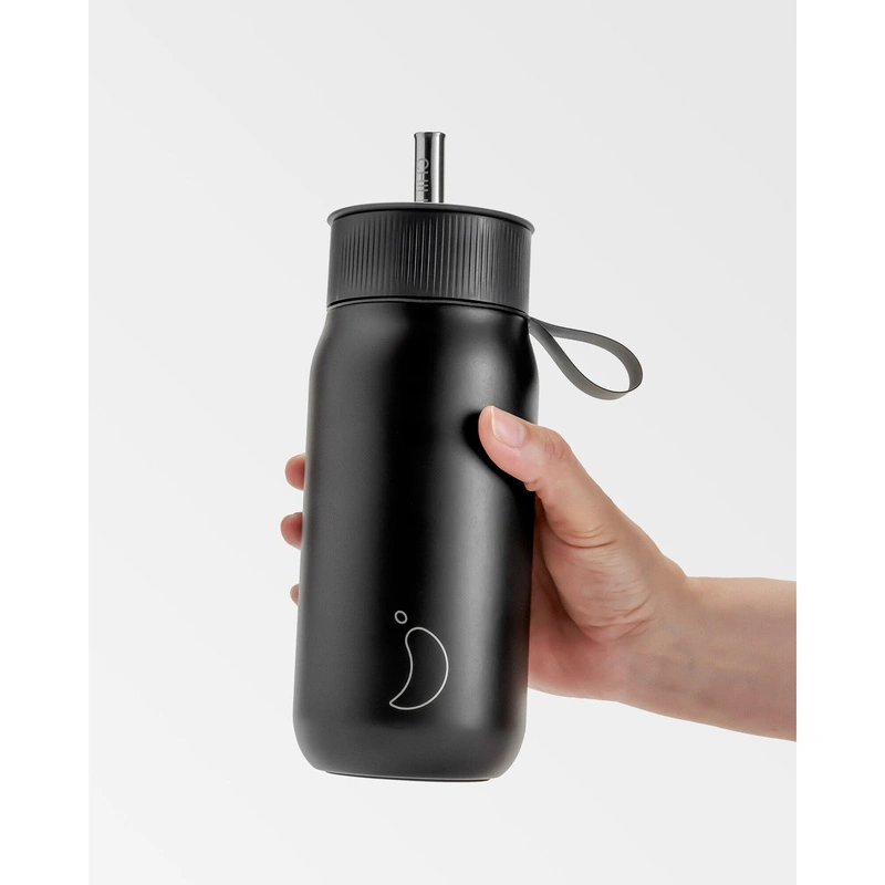 Chilly's Bottles - Termiczny kubek 2w1 ze słomką | 750ml | Czarny