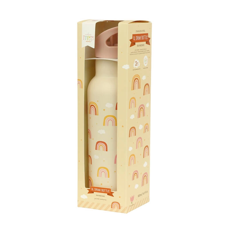 A Little Lovely Company - Butelka ze słomką dla dzieci termiczna RAINBOWS 0,5 L