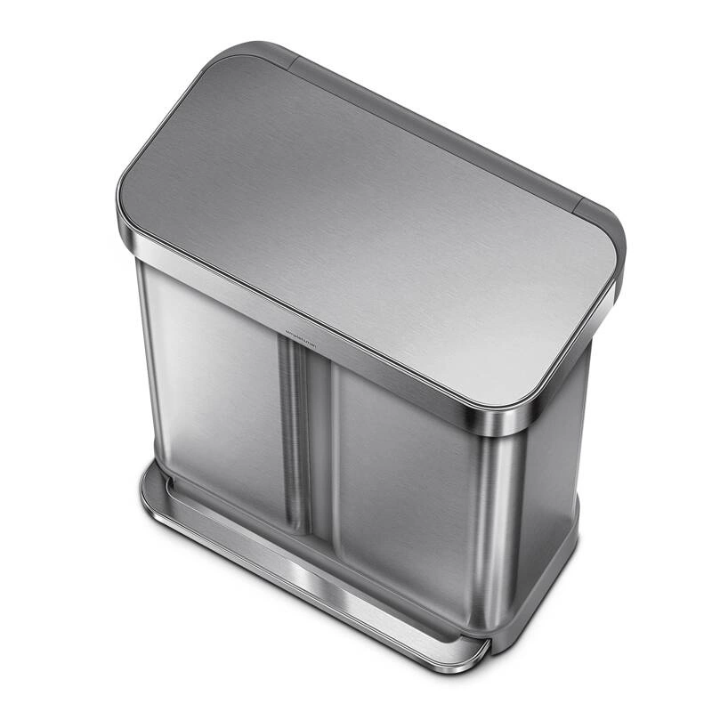 Simple Human - kosz na śmieci 58 l pedałowy Touch-Bar Recycler stal FPP