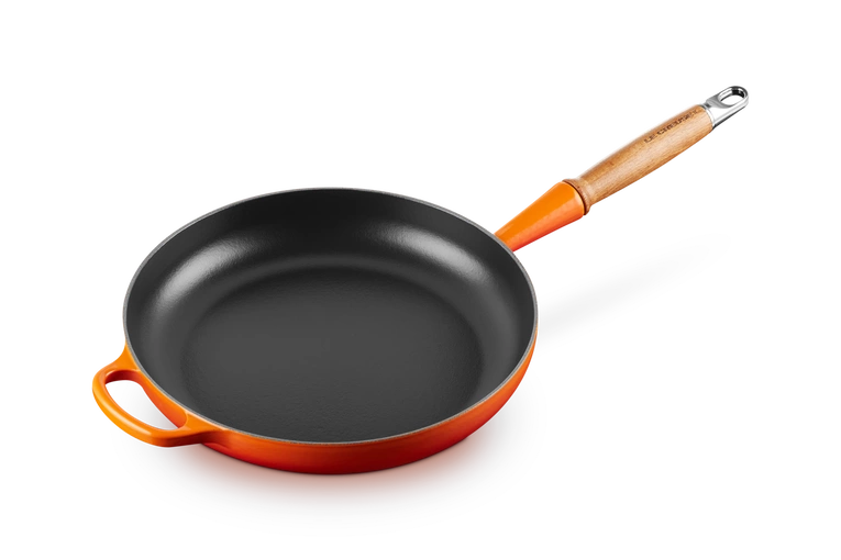 Le Creuset - patelnia żeliwna z drewnianym uchwytem 28 cm Płomienna