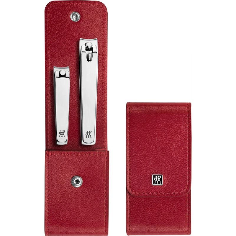 Zwilling - zestaw podróżny – czerwone skórzane etui, 2 elementy Classic Inox