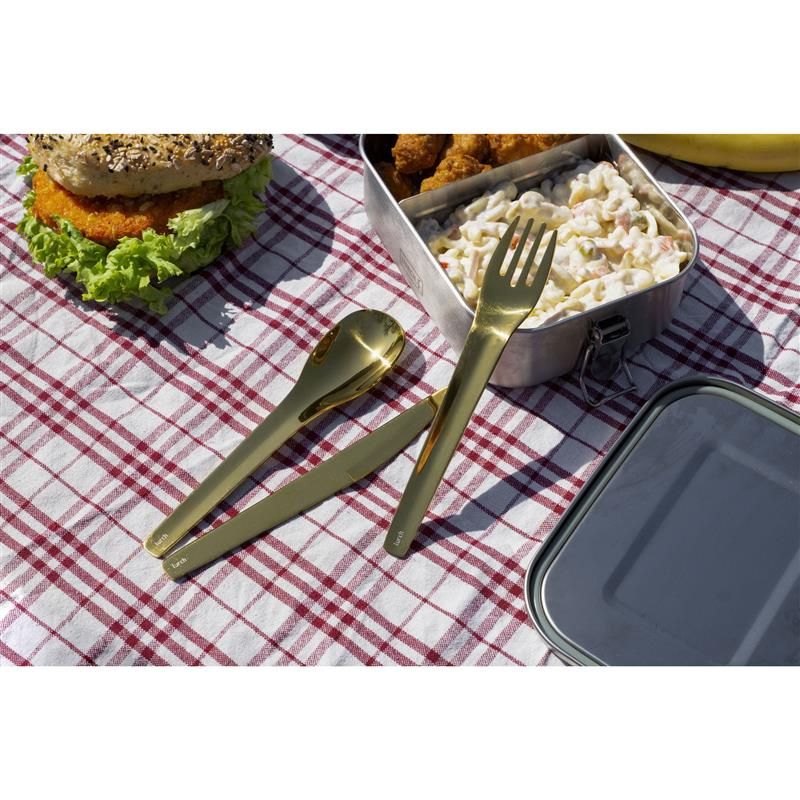 Lurch - zestaw sztućców w etui, 3 el., 18 cm, złote To-Go