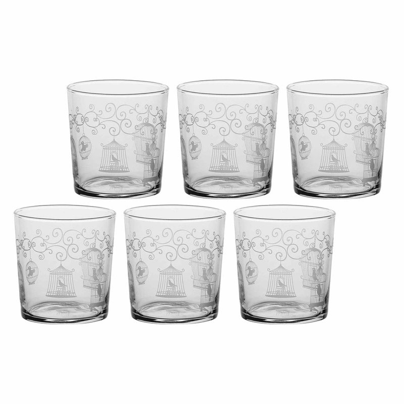 La Porcellana Bianca - zestaw 6 szklanek z grubym dnem woliera 350 ml Babila