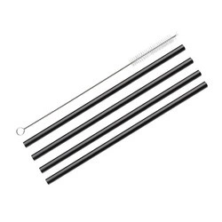 Cilio - słomki ze szczoteczką, 4 szt., 23 cm, szkło borokrzemowe Vetro Nero