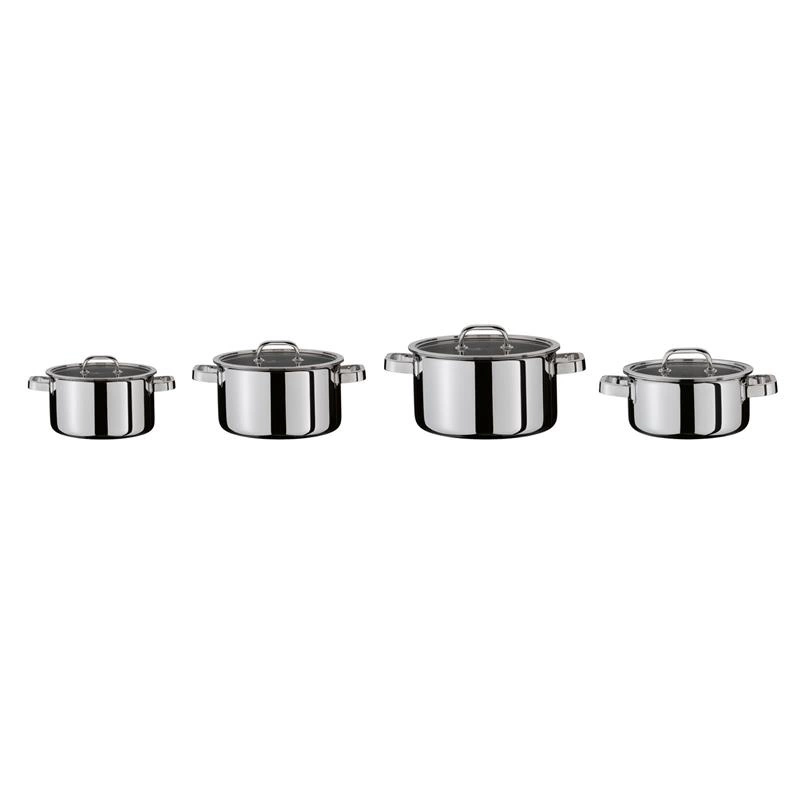 Spring - zestaw garnków ze szklanymi pokrywami, 4 el., stal nierdzewna/szkło FINESSE