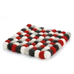 Cilio - podkładka pod gorące naczynia, 21 x 21 cm, owcza wełna, czerwona Lana Rosso