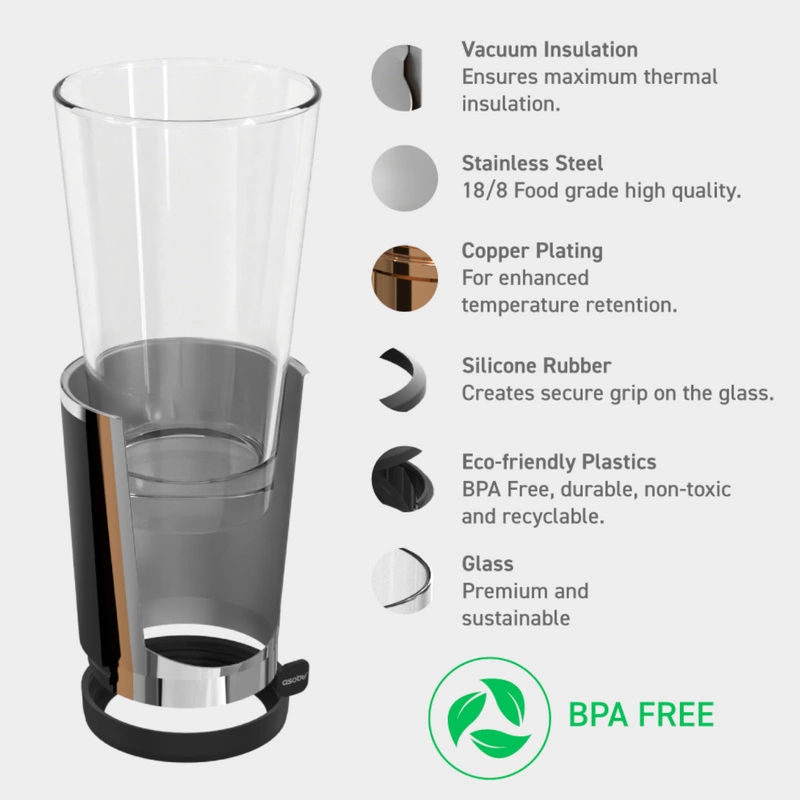 Asobu - Szklanka do piwa BEER KUZIE BLACK, 490ml