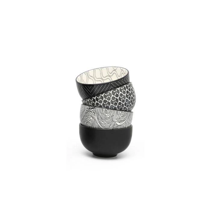 Bredemeijer - Czarki porcelanowe Asia 4 szt czarno-białe