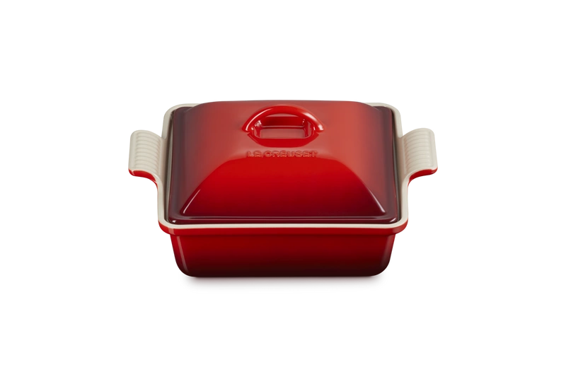 Le Creuset - Kwadratowa Forma z Pokrywką 23 cm Wiśniowy