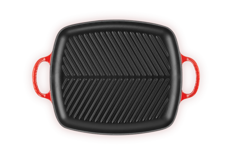 Le Creuset - patelnia żeliwna grillowa z dwoma uchwytami 30 cm Wiśniowa