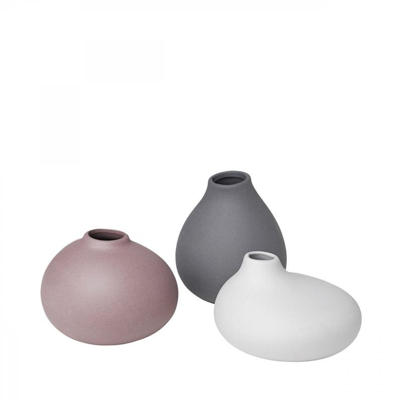 Blomus - ZESTAW 3 WAZONÓW NONA, PEWTER, MICRO CHIP, BARK