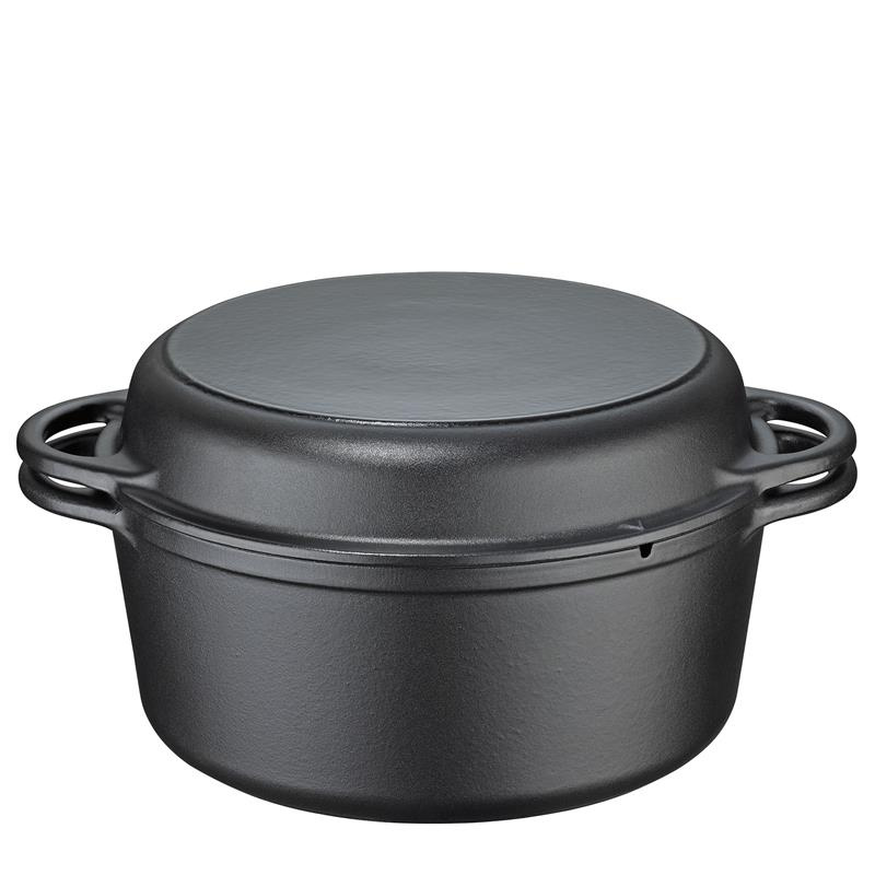 Kuchenprofi - garnek z pokrywą/patelnią grillową, żeliwo, 5,0 l, śred. 26 cm BBQ