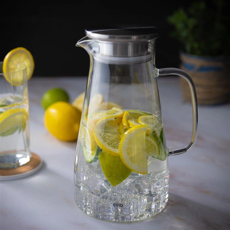 Cilio - dzbanek, szkło borokrzemowe/stal nierdzewna, 1,6 l, śred. 12,5 x 22,5 cm Emilia