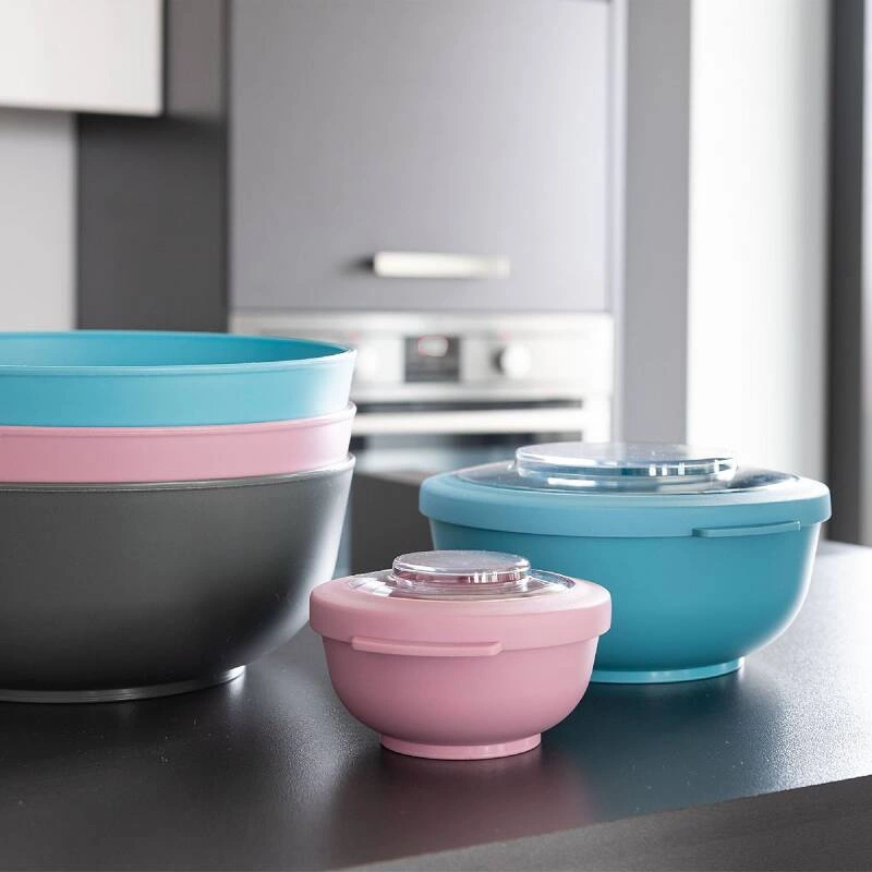 Amuse - 3 miski z pokrywkami różowe