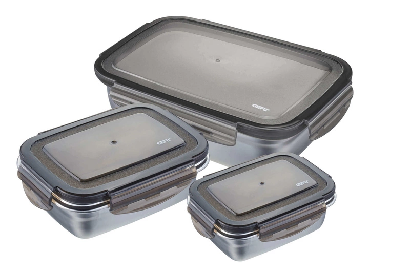 GEFU - zestaw 3 stalowych pojemników kuchennych PREPPO