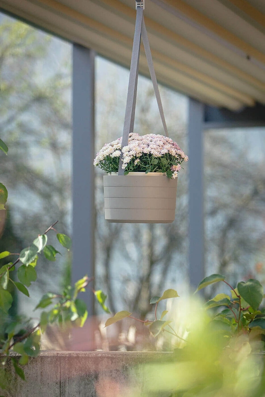 Urbalive - BERBERIS Wisząca donica samonawadniająca okrągła 26 cm, jasnoszary