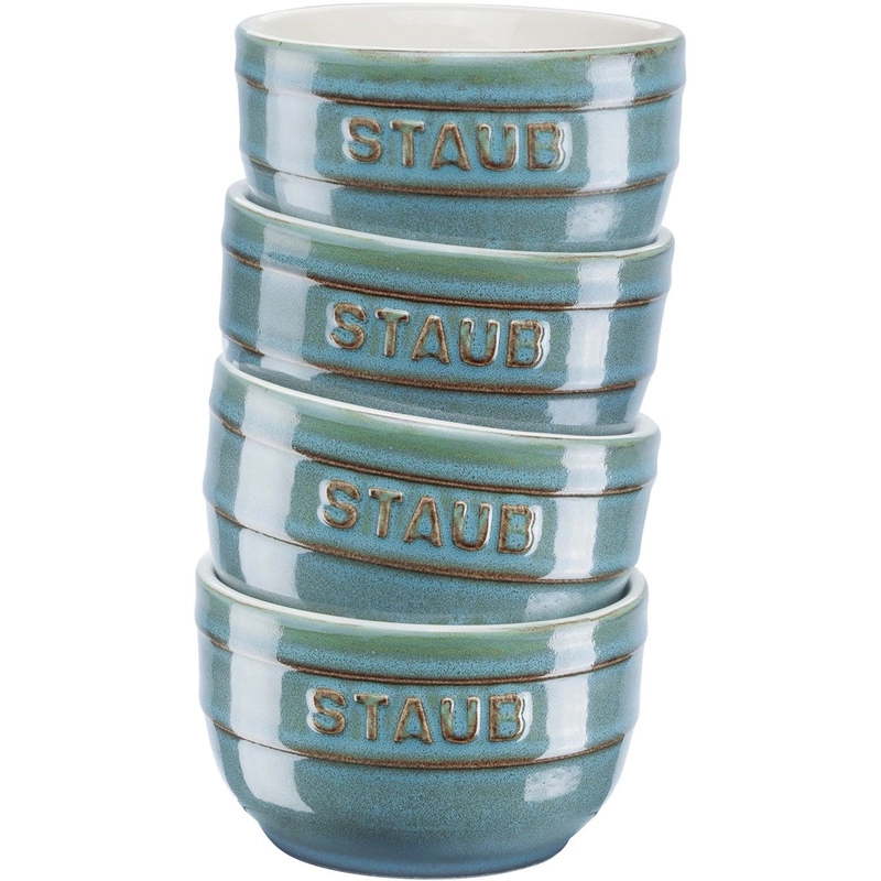 Staub - zestaw 4 ramekinów okrągłych 9 cm, antyczny turkusowy XS-MINIS