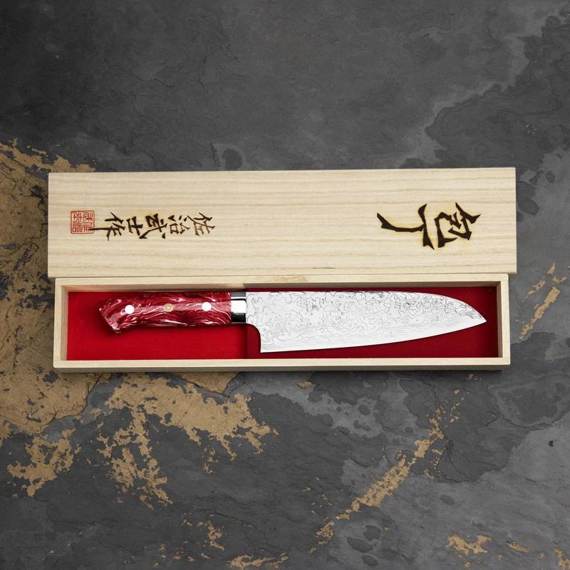 Takeshi Saji - Red Turquoise R2 Nóż Santoku 18 cm