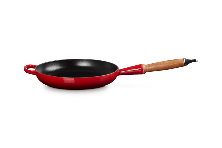 Le Creuset - patelnia żeliwna z drewnianym uchwytem 24 cm wiśniowa