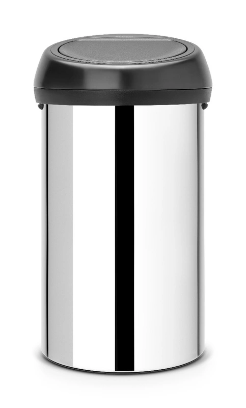 Brabantia - kosz na śmieci Touch Bin - 60 L, stal polerowana - pokrywa czarna