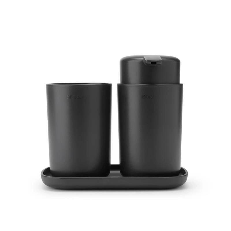 Brabantia - Zestaw akcesoriów łazienkowych 3 szt. ReNew ciemnoszary