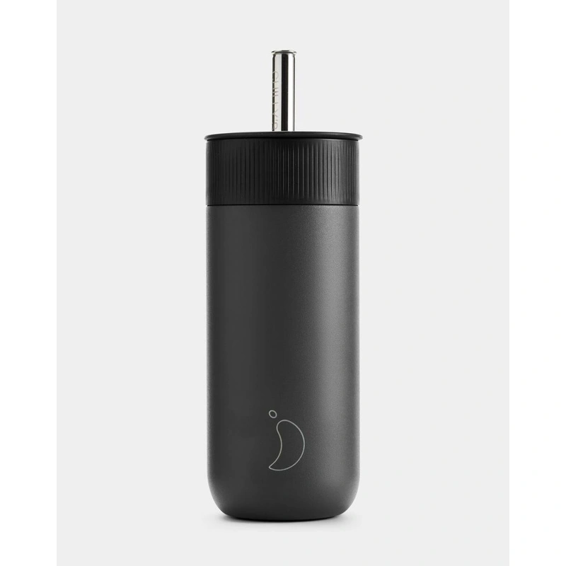 Chilly's Bottles - Termiczny kubek 2w1 ze słomką | 500ml | Czarny
