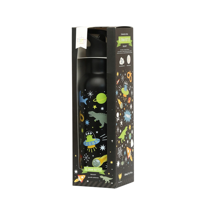 A Little Lovely Company - Butelka ze słomką dla dzieci termiczna GALAXY 0,5 L