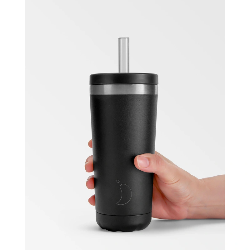 Chilly's Bottles - Termiczny kubek ze słomką Chilly's | 500ml | Czarny