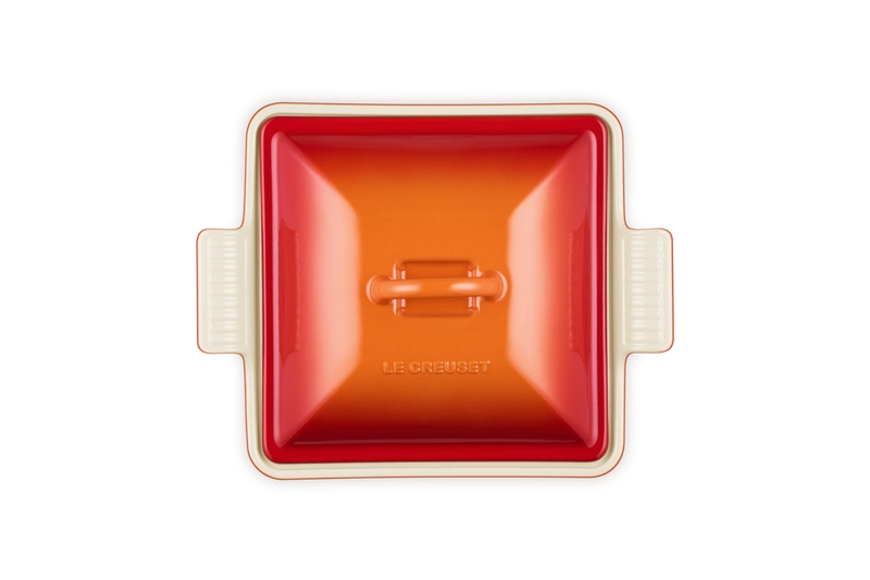 Le Creuset - Kwadratowa Forma z Pokrywką 23 cm Płomienne