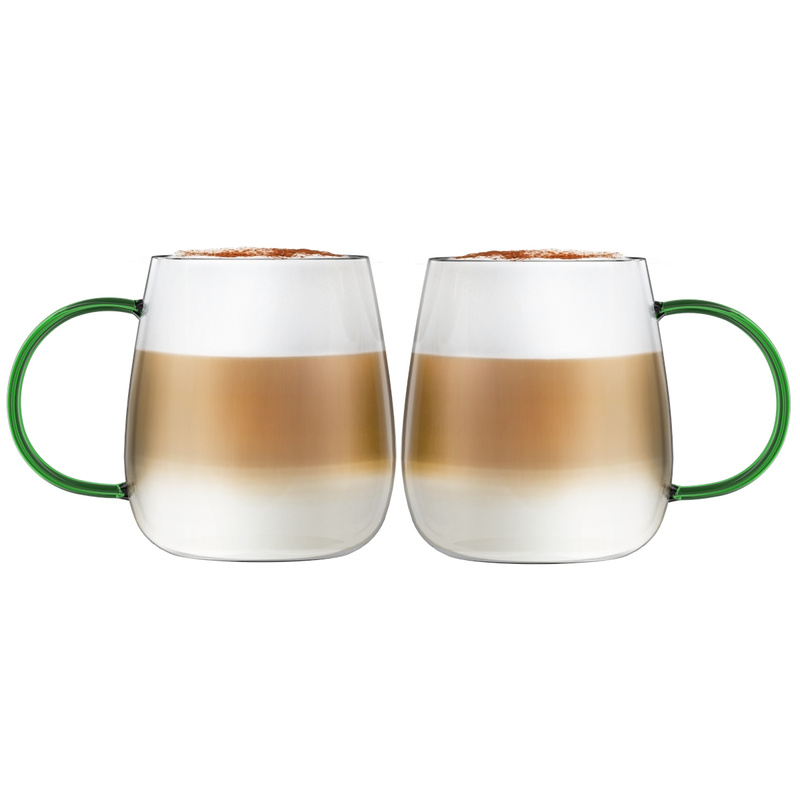Vialli Design - Komplet 2 szklanek z zielonym uchem 400 ml Bolla