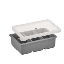 Cilio - silikonowa foremka do lodu z pokrywką, na 6 dużych kostek, 17 x 12 x 5 cm