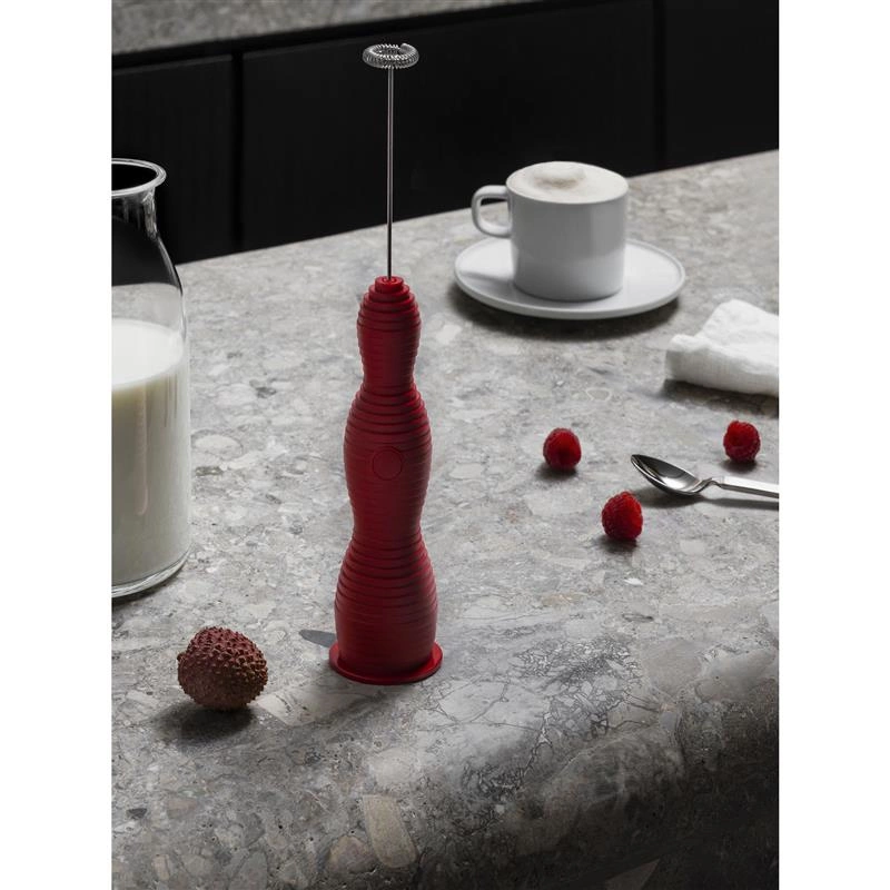 Alessi - spieniacz do mleka, czerwony Pulcina